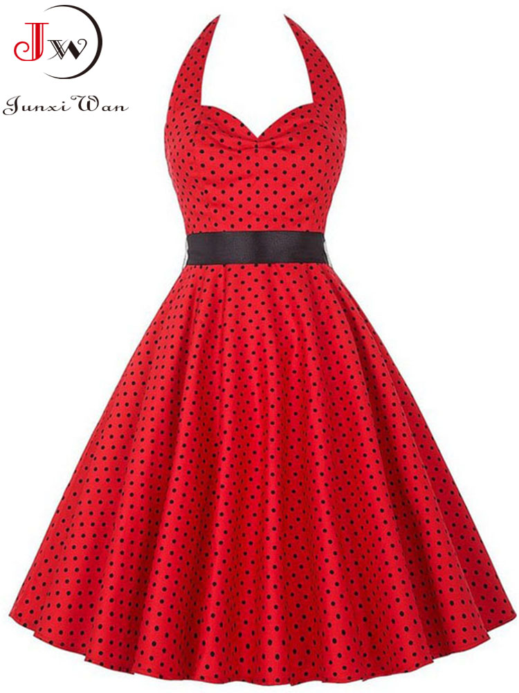 Women'S Fashion From The 60S - ผู้หญิงฤดูร้อนPolka Dot Vintageแฟชั่นParty Office Lady 50S