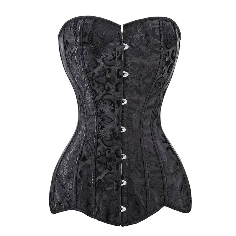 Women'S Fashion Victorian - เสื้อรัดทรงลำตัวยาวเสื้อรัดทรงสตรีสุดเซ็กซี่เสื้อรัดทรงดันทรงเสื้อรัดทรงหลวมผูกเชือกเสื้อรัดทรงแนววิคตอเรียวินเทจลายดอกไม้แฟชั่นสีดำขนาดพิเศษ