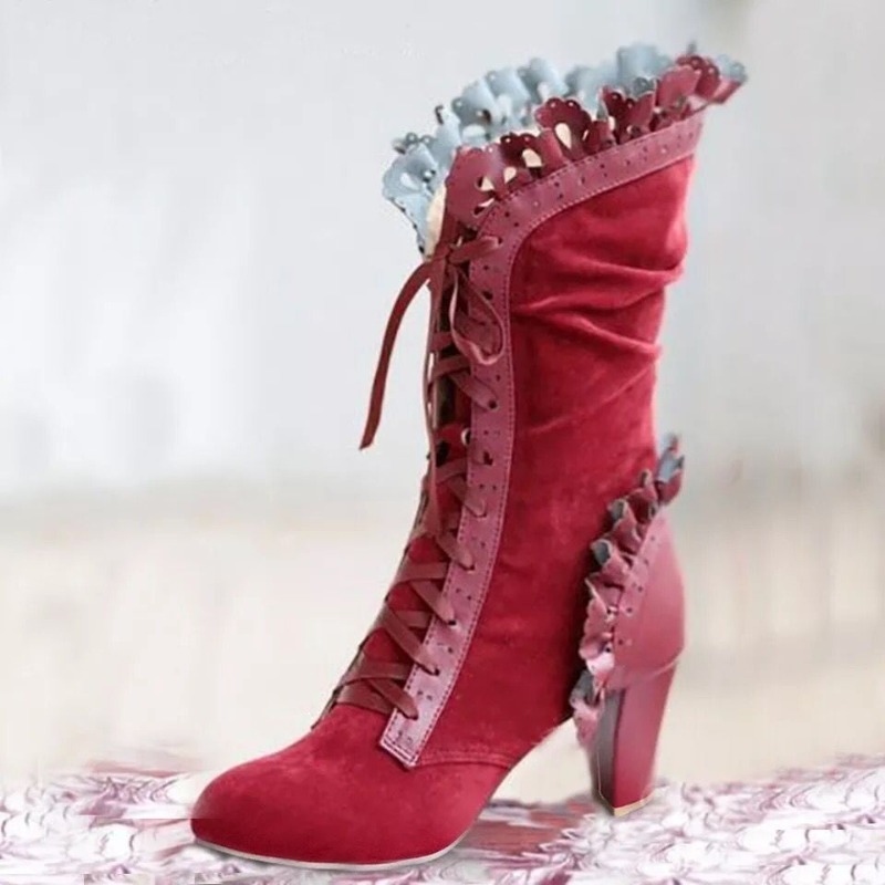 ฤดูหนาวLace Upสุภาพสตรีรองเท้า - Women'S Fashion Victorian บทวิจารณ์และราคา