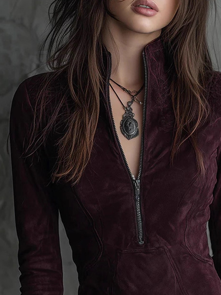 เดรสสั้นทรงเข้ารูปคอตั้งแบบซิป - Women'S Fashion Quarter Zip บทวิจารณ์และราคา