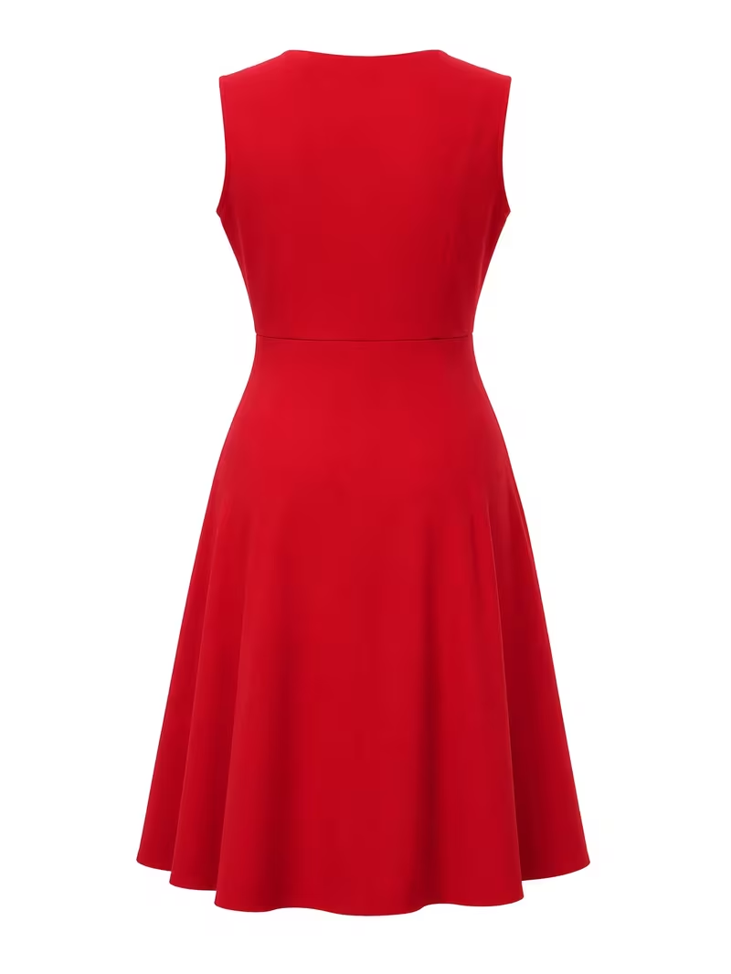 เดรสทรงเอไลน์สีแดงลายจุดแต่งผ้ - Women Fashion Reddit บทวิจารณ์และราคา